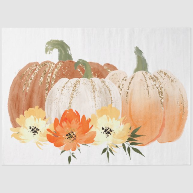 Watercolor Glitter Pumpkins Series Design 27 Tissue Paper (Front)