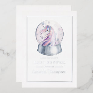 Watercolor Glitter Unicorn Christmas Baby Shower