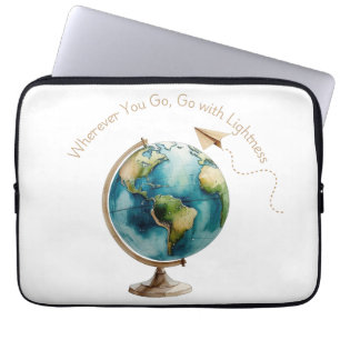 Watercolor Globe Art - Wherever You Go Laptop Sleeve