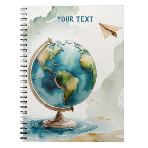 Watercolor Globe Art - Wherever You Go Notebook