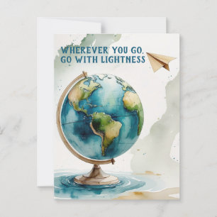 Watercolor Globe Art - Wherever You Go Postcard