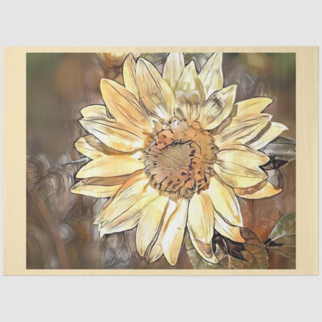Watercolor Glossy Sunflower Elegant Collection Tissue Paper (Front)