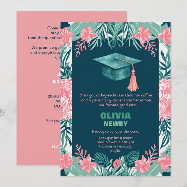 🎓Watercolor Glow Grad Party Invitation (Front/Back)