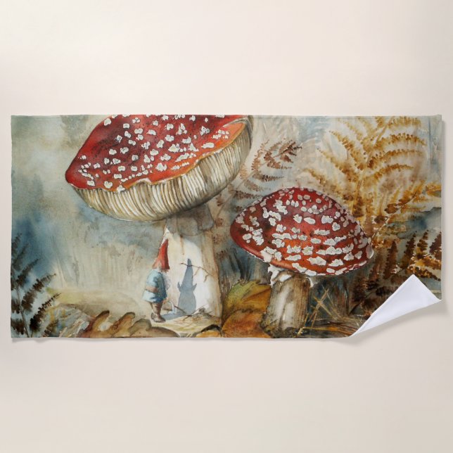 watercolor gnome beach towel (Front)
