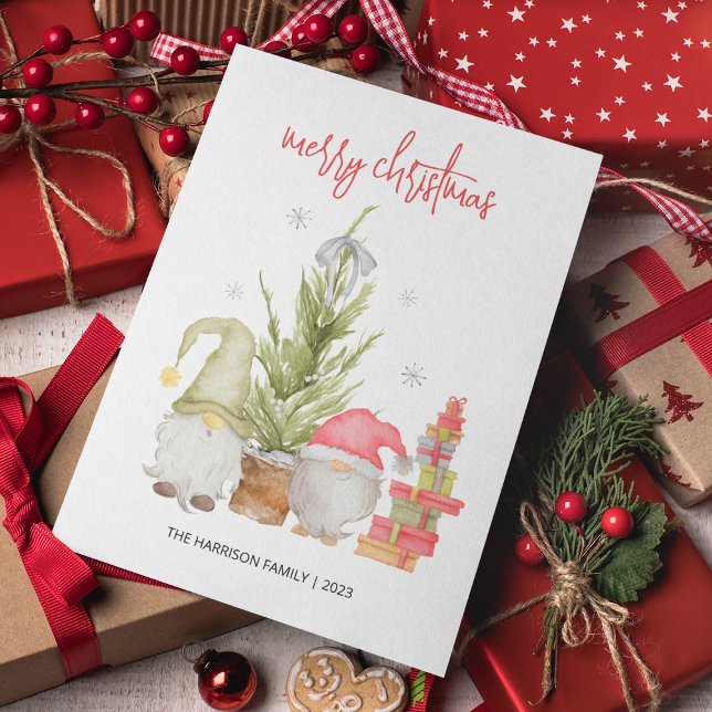 Watercolor Gnome Christmas Holiday Card (Creator Uploaded)