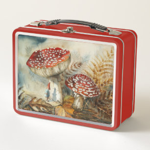 watercolor gnome metal lunch box