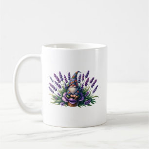Watercolor Gnome & Purple Flowers Coffee Mug