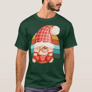 Watercolor Gnome Santa Christmas Tree Lights Xmas  T-Shirt