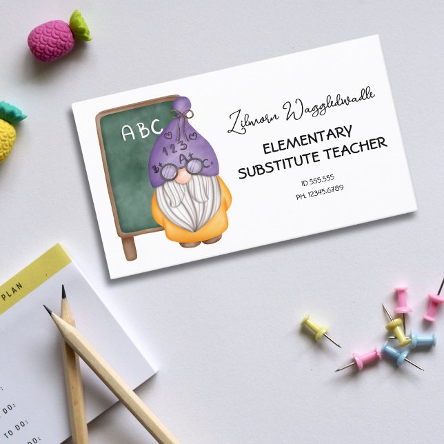 Watercolor Gnome Teacher  Business Card (Creator Uploaded)