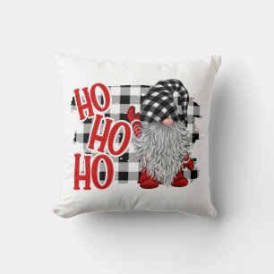 Watercolor Gnomes Christmas Buffalo Plaid Cushion