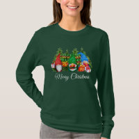 Watercolor Gnomes Merry Christmas Green Long W