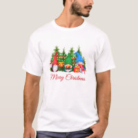 Watercolor Gnomes Red Merry Christmas