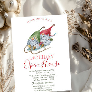 Watercolor Gnomes Sleigh Open House Invitation