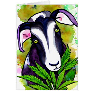 Watercolor Goat Blank Inside Greeting Card