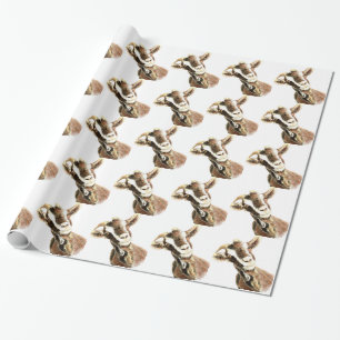 Watercolor  Goat Farm Animal Wrapping Paper
