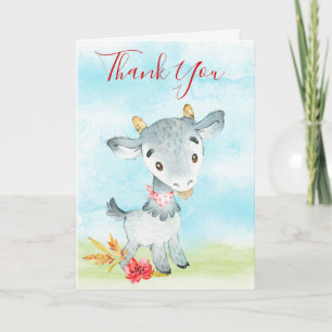 Watercolor Goat Farm Card