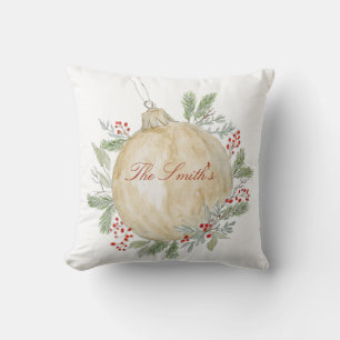 Watercolor Gold Christmas Ornament  Cushion