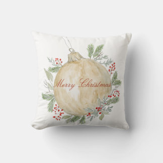Watercolor Gold Christmas Ornament Cushion
