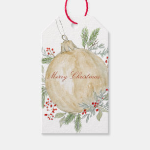 Watercolor Gold Christmas Ornament  Gift Tags