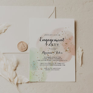 Watercolor Gold Confetti Engagement Party  Invitation