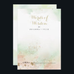 Watercolor Gold Confetti Wedding Words of Wisdom  Advice Card<br><div class="desc">This watercolor gold confetti wedding words of wisdom advice card is perfect for a rustic wedding. The design features a watercolor pink, green and white background with gold glitter confetti splash. These cards are perfect for a wedding, bridal shower, baby shower, graduation party & more. Personalise the cards with the...</div>