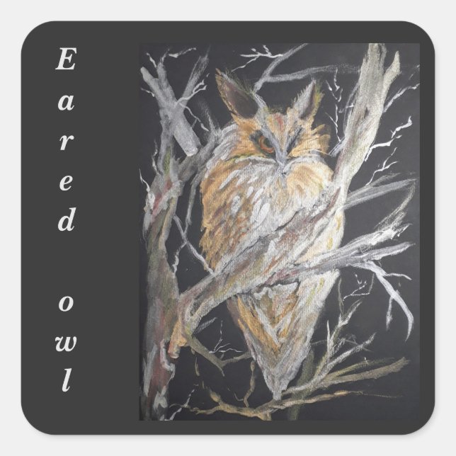 Watercolor gold  Eared owl   Square Sticker (Front)