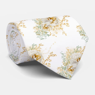 Watercolor Gold Floral Tie