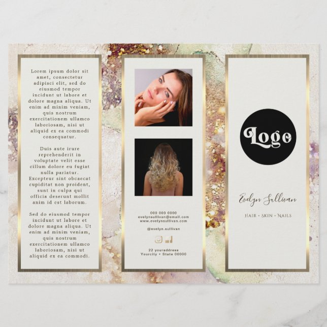 Watercolor Gold Foil Elegant Brochure (Front)