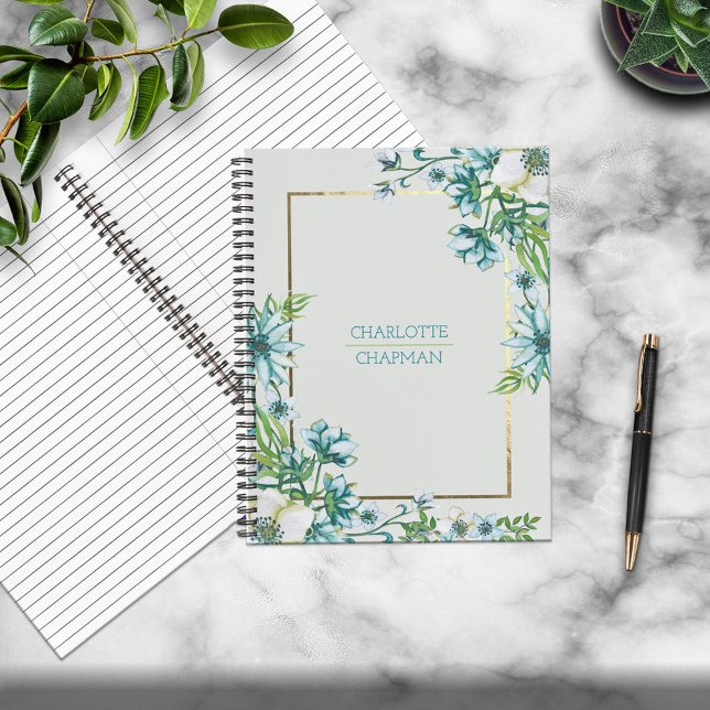 Watercolor Gold Foil Framed Personalised Notebook (Creator Uploaded)