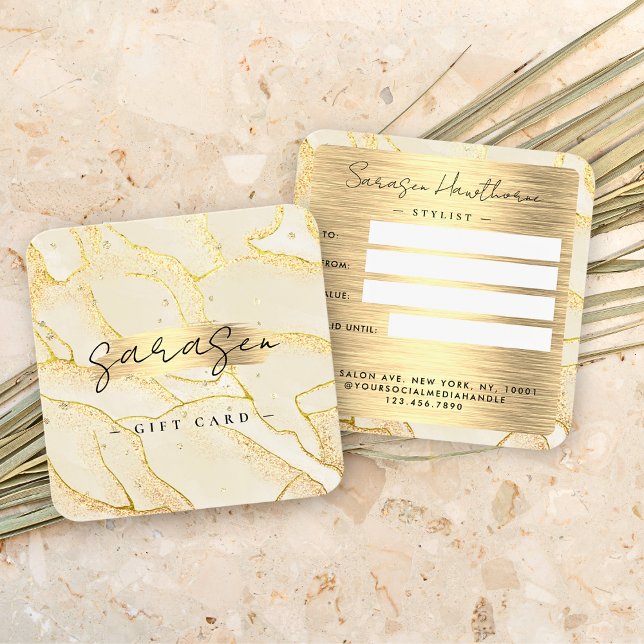Watercolor Gold Foil Gift Certificate Glitter Card (Creator Uploaded)
