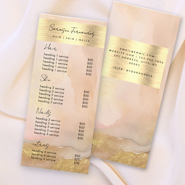 Watercolor Gold Foil Price Blush Pink Elegant Rack Card (Creator Uploaded)
