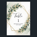 Watercolor Gold Geometric Floral Eucalyptus Green Table Number<br><div class="desc">Bring natural charm and timeless elegance to your reception with this Rustic Eucalyptus Greenery Wedding Table Number. The design features soft watercolor eucalyptus leaves and delicate botanical greenery, creating a fresh and organic look that beautifully complements rustic and nature-inspired weddings. The gentle green tones and hand-painted watercolor style add a...</div>