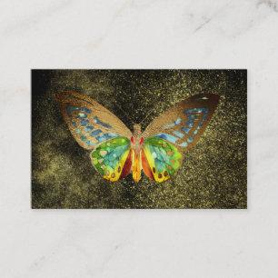 *~* Watercolor Gold Gilded Butterfly Gold Glitter Business Card