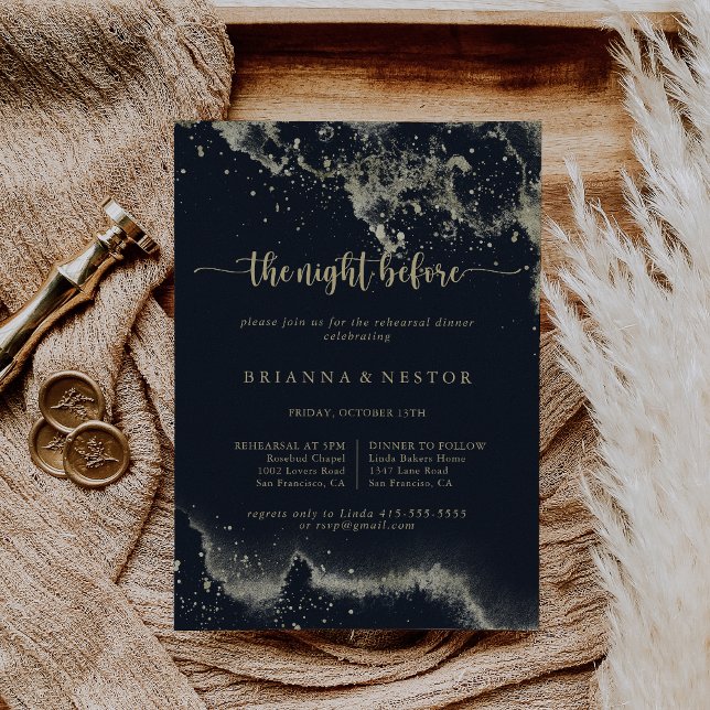 Watercolor Gold Night Before Rehearsal Dinner   Invitation (Creator Uploaded)