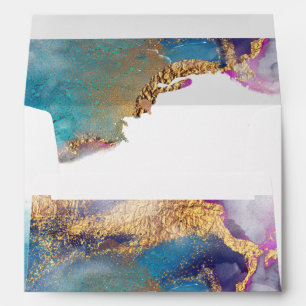 watercolor gold pre-addressed Wedding Envelope