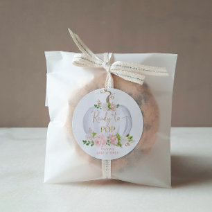 Watercolor gold Pumpkin ready to pop Classic Roun Round Sticker