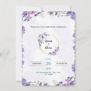 Watercolor Gold & Purple Invitation