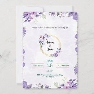 Watercolor Gold & Purple Invitation