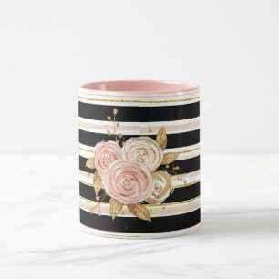 Watercolor Gold Rose Pattern Mug