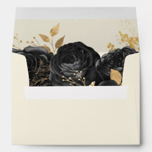 Watercolor Gold Roses Wedding Envelope