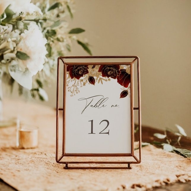 Watercolor Gold Roses Wedding Table Number (Creator Uploaded)