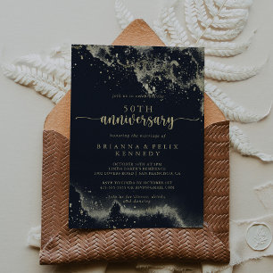 Watercolor Gold Splash 50th Wedding Anniversary Invitation