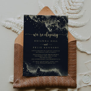 Watercolor Gold Splash Elopement Reception  Invitation