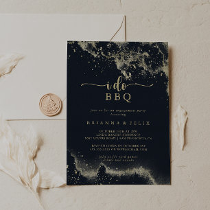 Watercolor Gold Splash I Do BBQ Engagement Party  Invitation