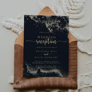 Watercolor Gold Splash Wedding Reception   Invitation