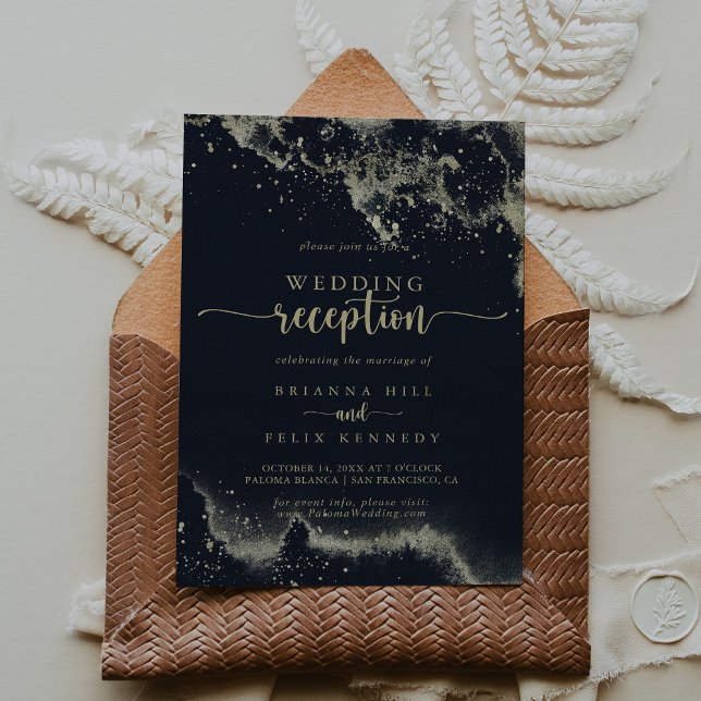 Watercolor Gold Splash Wedding Reception   Invitation (Creator Uploaded)