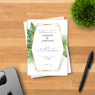 Watercolor Gold Tropical Frame Wedding Invitation