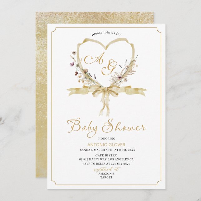 Watercolor  Golden crests  baby Shower Invitation (Front/Back)