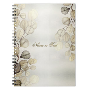 Watercolor Golden Eucalyptus Foliage Shiny Elegant Notebook