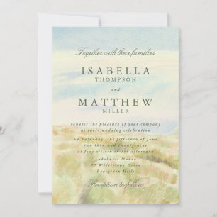 Watercolor Golden Grass Wedding Invitation
